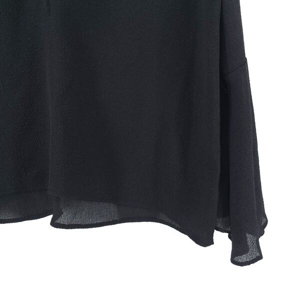 H&M Divided Whimsygoth Black Crepe Back Keyhole Tie Bell Sleeve Flowy Blouse 14 - Picture 6 of 10